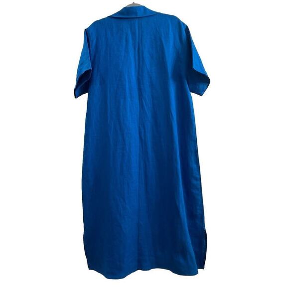 Courtney Washington Women Blue Long 100% Silk Jacket Lagenlook Boho Coastal Med‎ - Picture 4 of 11